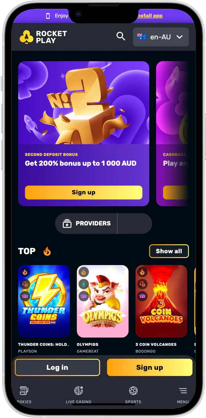 RocketPlay app on iPhone